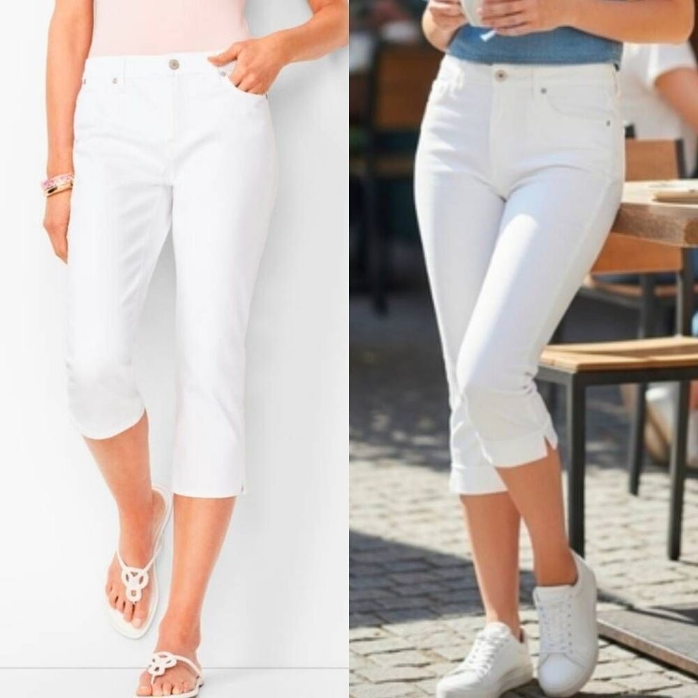 🔹️Old Navy White Denim Classic Rise Pedal Pusher Jeans Size 10